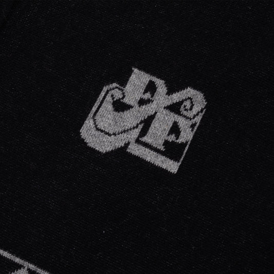 Tilde Stamp Knit Polo Shirt, Black
