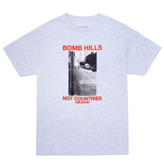 Bomb Hills Not Countries Tee, Heather Grey