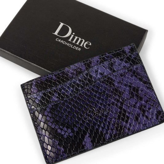 Embossed Leather Cardholder, Purple Snake