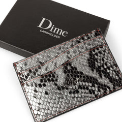 Embossed Leather Cardholder, Silver Snake