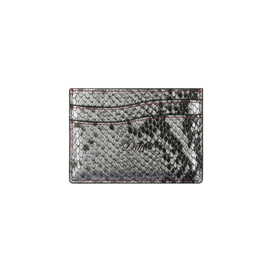 Embossed Leather Cardholder, Silver Snake