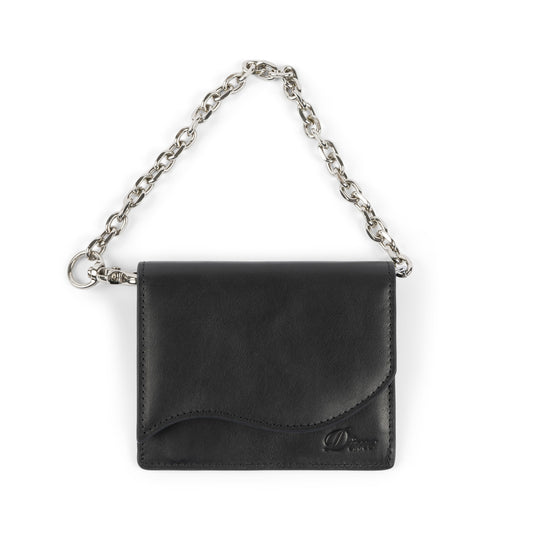 Chain Leather Wallet, Black