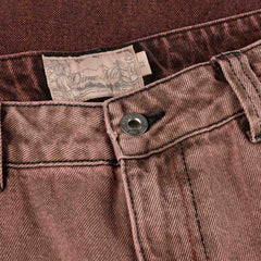 Classic Relaxed Denim Pants, Dipped Sandblasted Burgundy