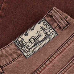 Classic Relaxed Denim Pants, Dipped Sandblasted Burgundy