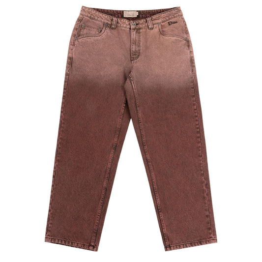 Classic Relaxed Denim Pants, Dipped Sandblasted Burgundy