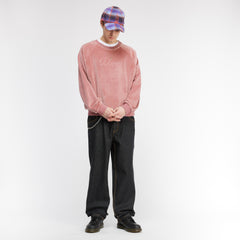 Cursive Velvet Crewneck, Dusty Pink