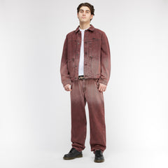 Classic Relaxed Denim Pants, Dipped Sandblasted Burgundy