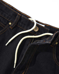 Logo Baggy Denim Jeans, Washed Black
