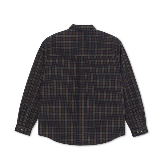 Mitchell LS Flannel Shirt, Navy / Brown