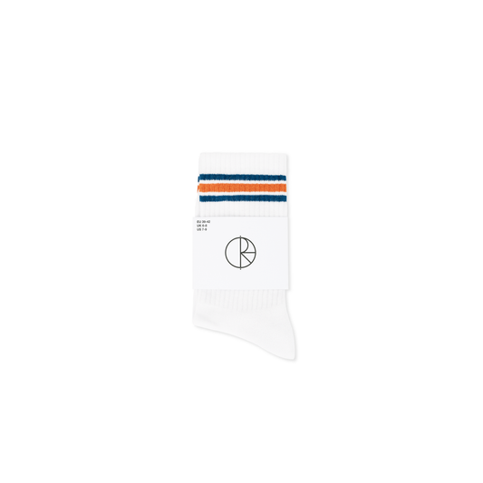 Rib Stripe Socks, White / Blue / Orange