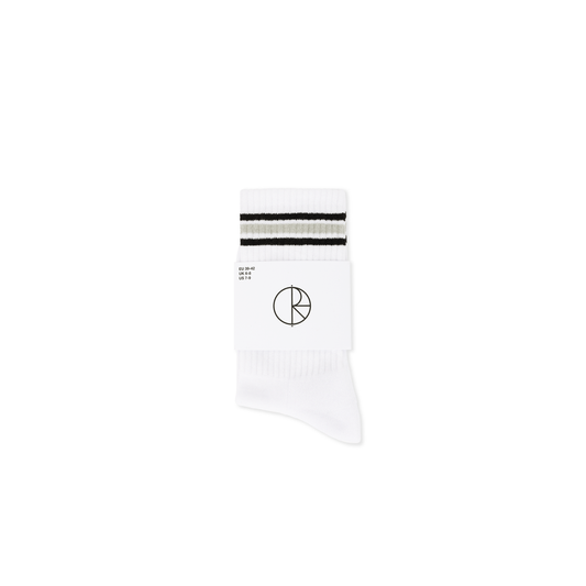 Rib Stripe Socks, White / Black