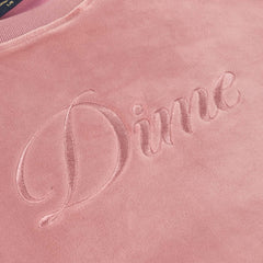 Cursive Velvet Crewneck, Dusty Pink