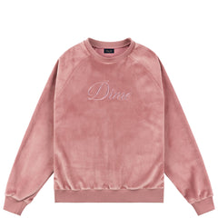 Cursive Velvet Crewneck, Dusty Pink