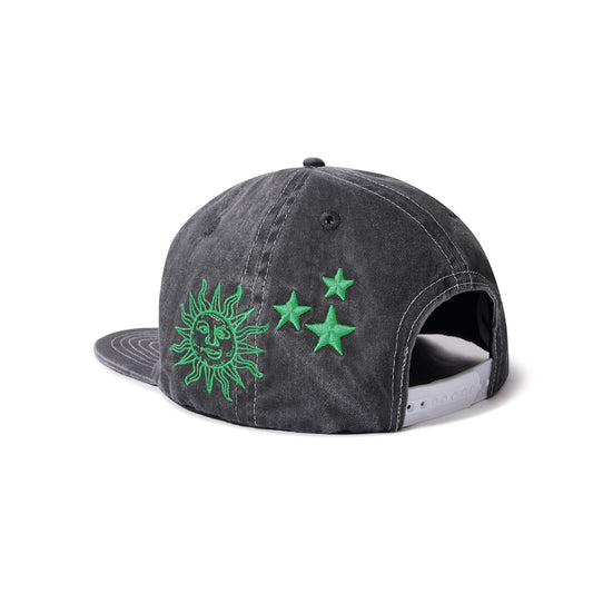 Zodiac Shallow Snapback Cap, Washed Black