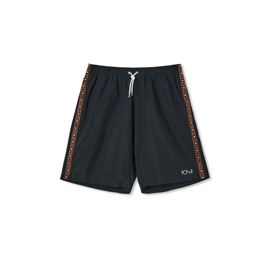 Square Strip City Swim Shorts, Black / Brown