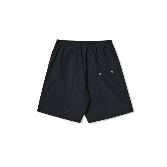 Square Strip City Swim Shorts, Black / Brown